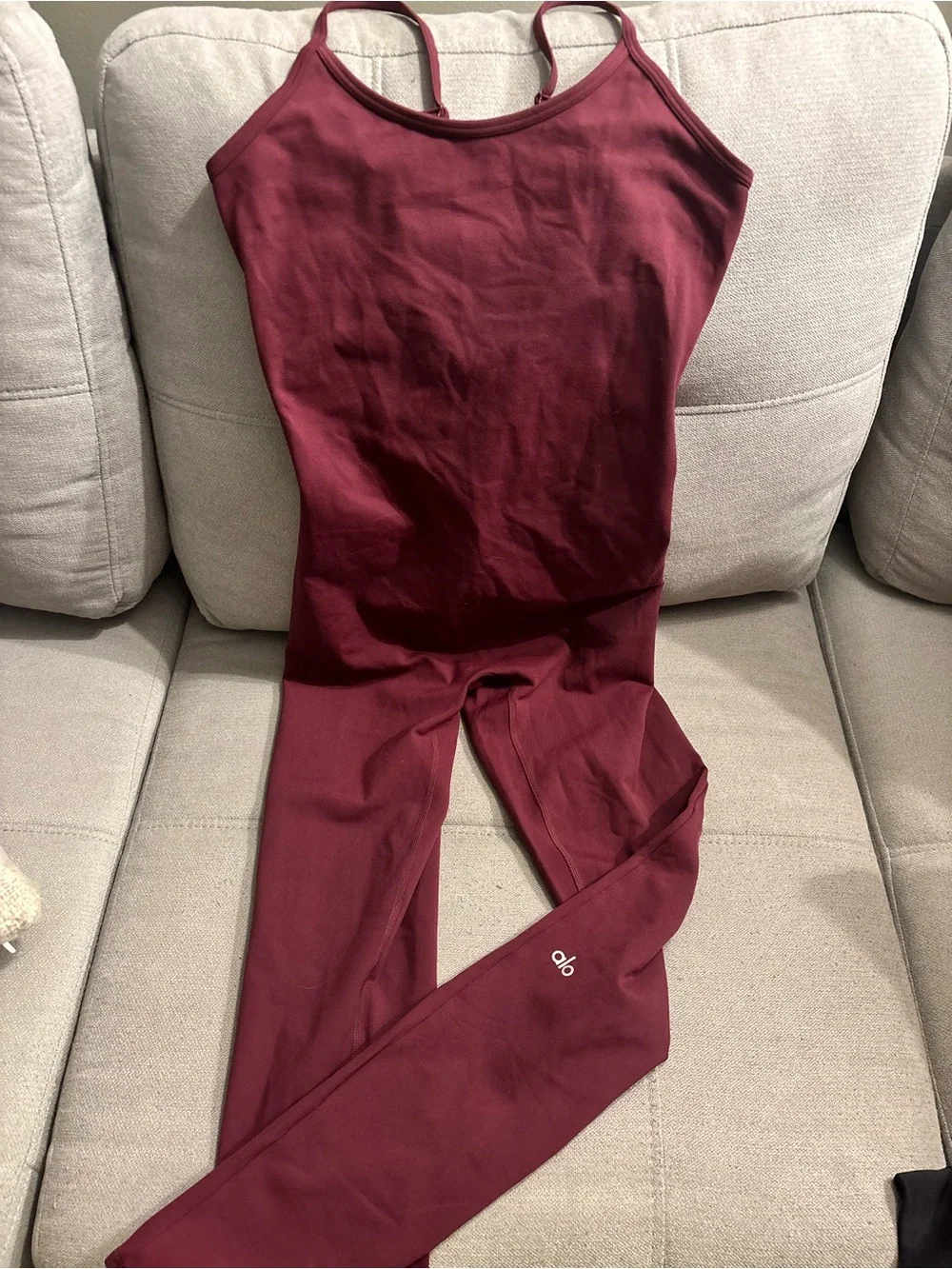ALO Yoga Burgundy Wine Slim-Strap One-Piece Jumpsuit